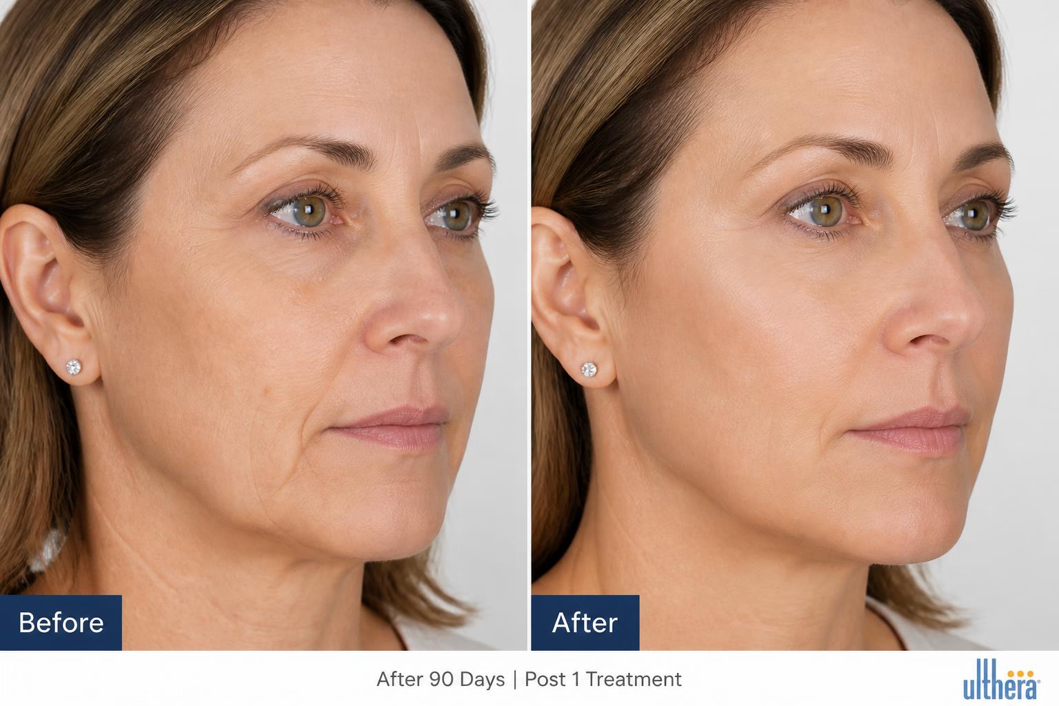 Antes e depois do tratamento Liftera 2 — Terço médio e sulcos nasolabiais